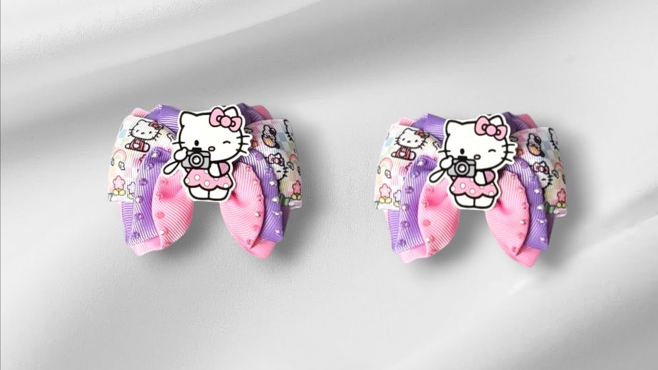 Como hacer moños en par/moños con liston de 3.8cm o 4cm/moño chofis/lazos para el cabello/lazos/bows