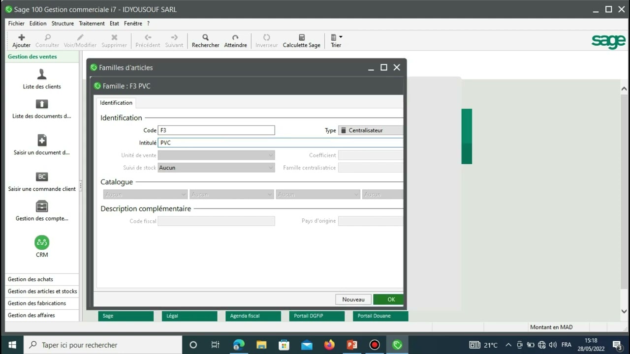 #EP 05 Sage Gestion Commercial i7[ Création les Familles d'articles] En darija