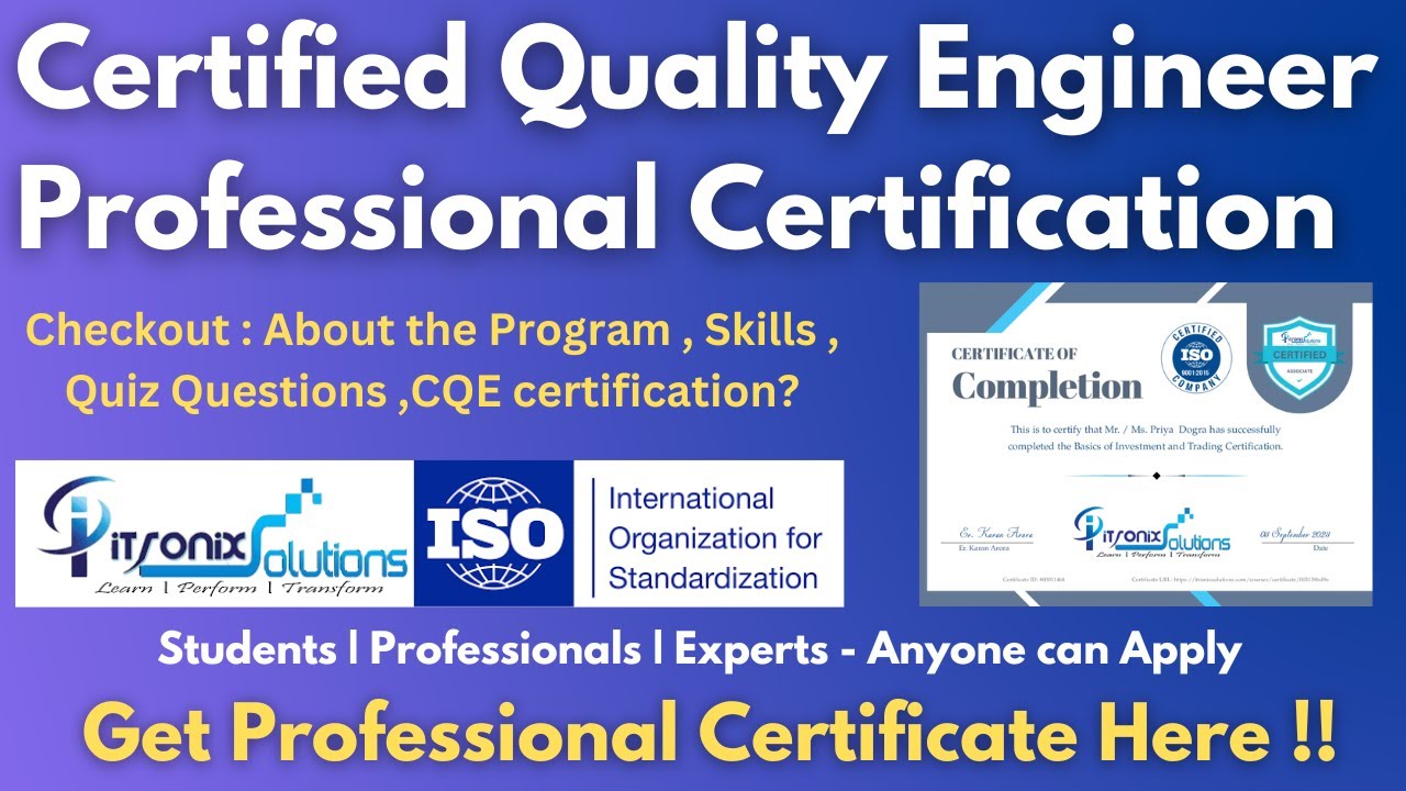 Certified Quality Engineer Professional Certificate | CQE Certiificate for FREE
