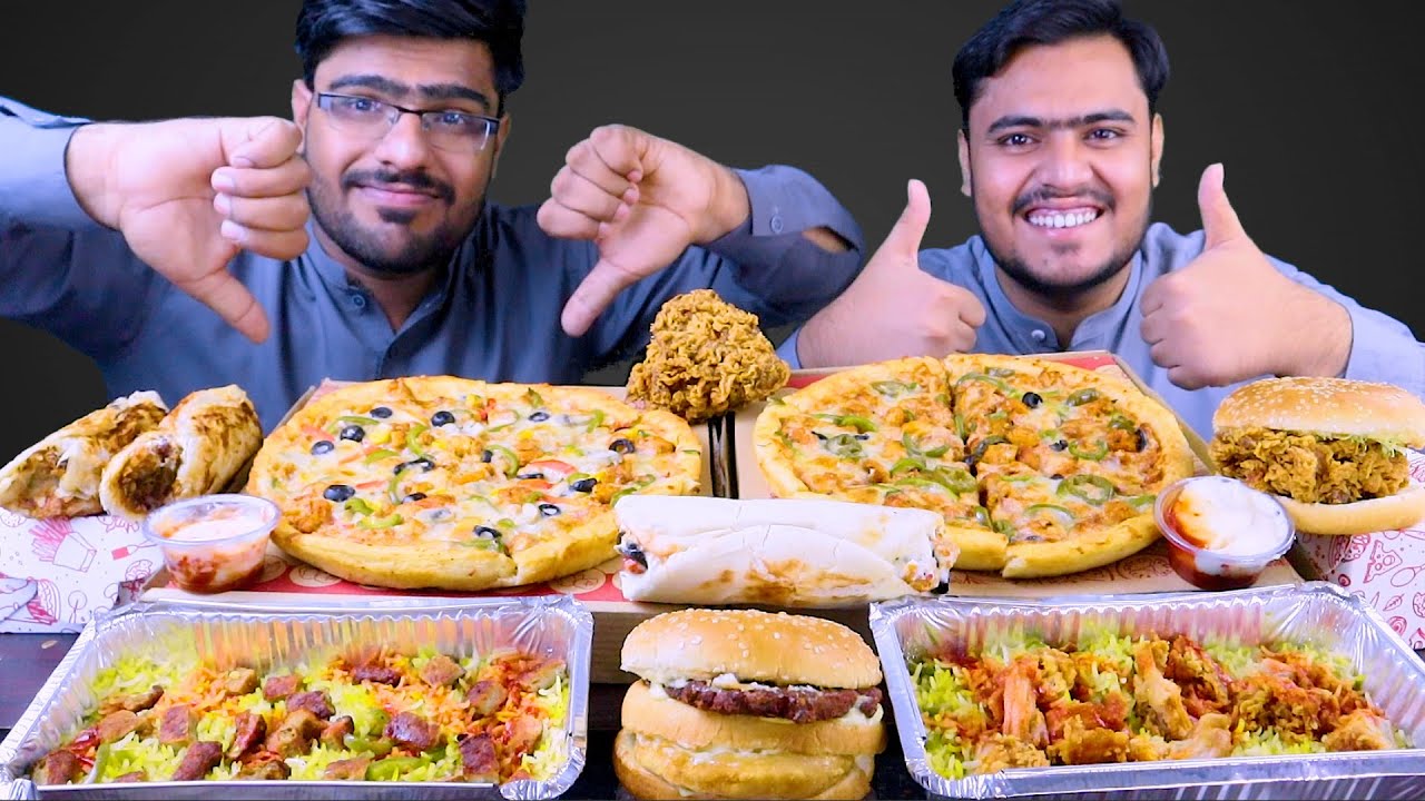 Eating Pizzas, Burgers, Rappa rolls, Crispy rice, Grilled rice, Zinger | Food Mukbang Asmr