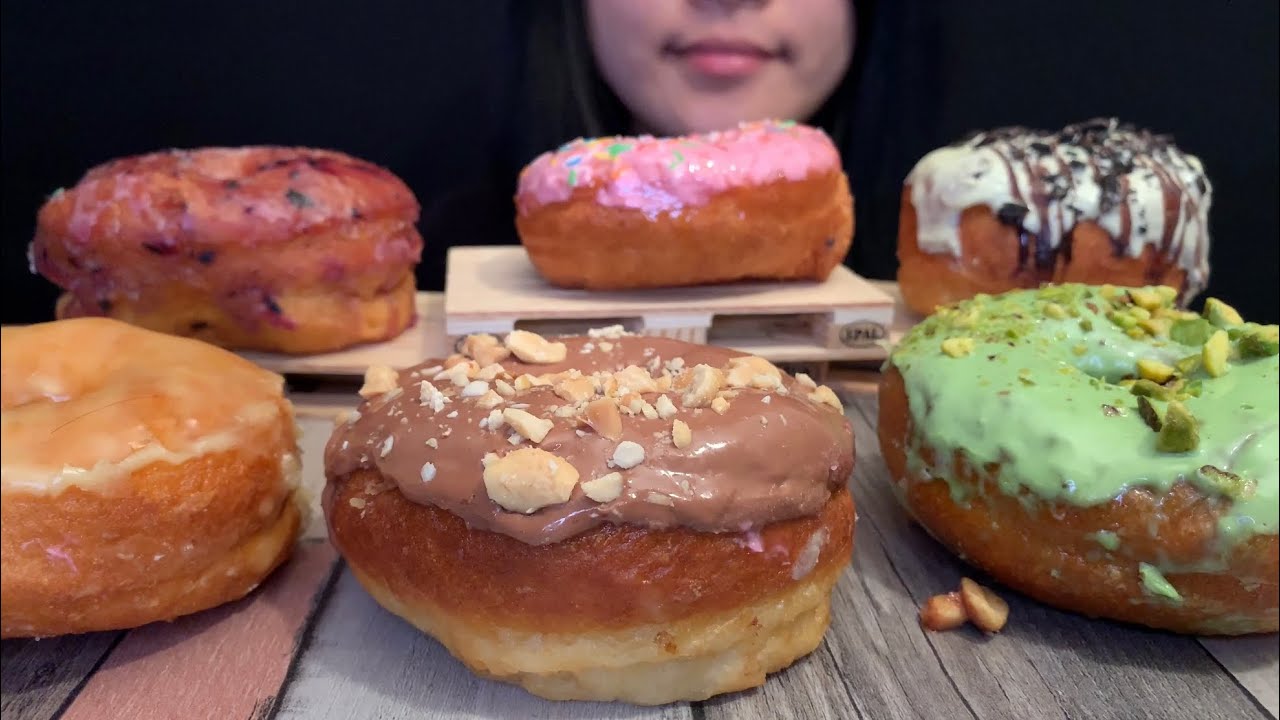 [ASMR] DONUTS ~ OREO SNICKERS STRAWBERRY PASSION FRUIT RASPBERRY BASIL PISTACHIO