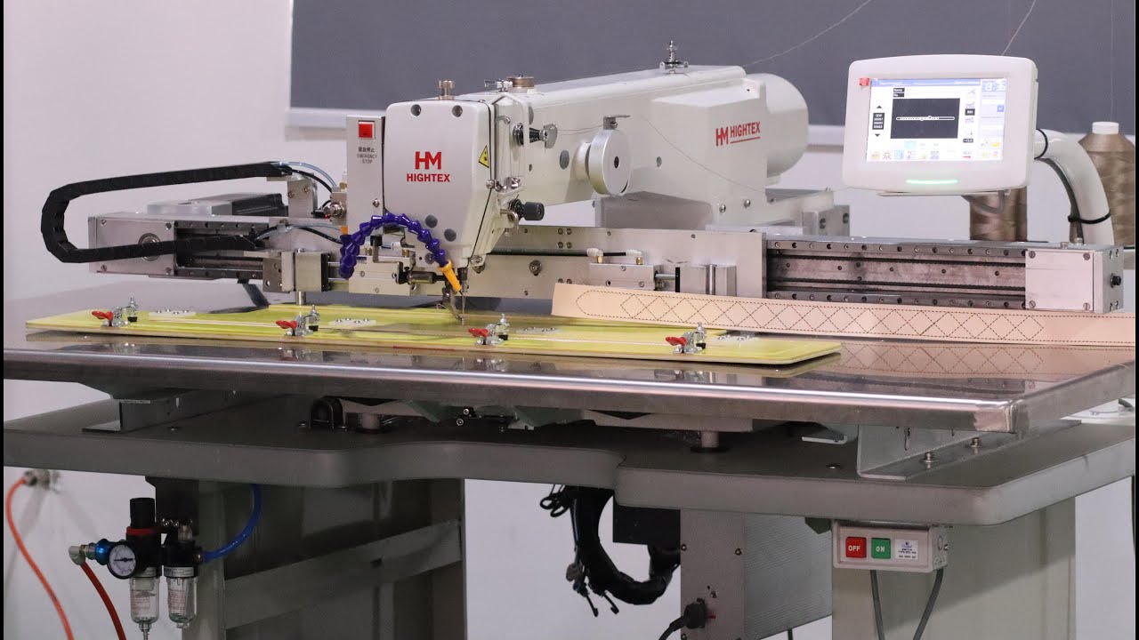 Programmable automated leather belt sewing machine
