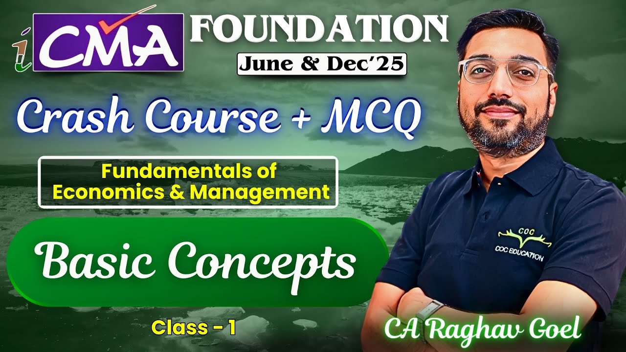 CMA Foundation Revision | June & Dec'25 | Economics | Basic Concepts | Class -1 | By CA Raghav Goel