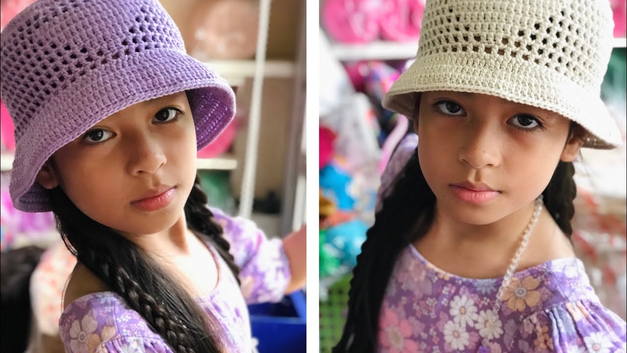 Crochet bucket hat Prada inspired tutorial (for 4-10yrs old)