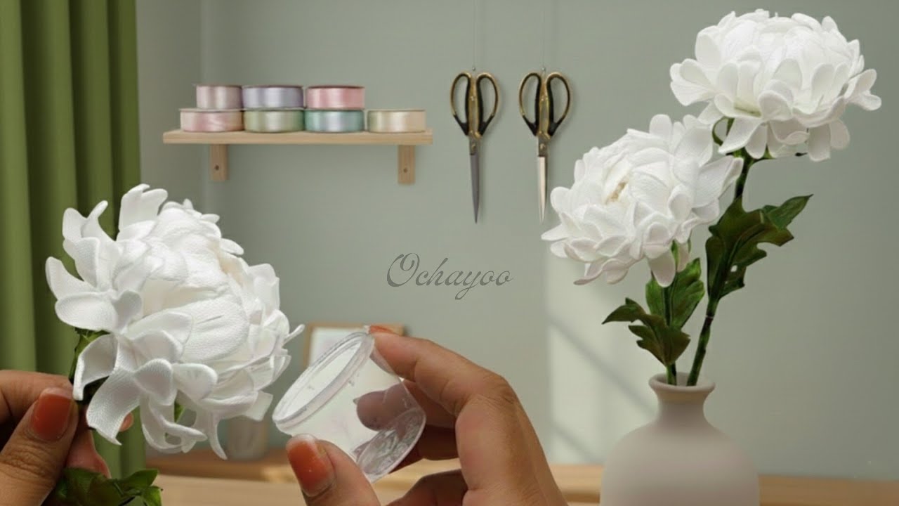 The Secret to EVERLASTING Flowers! DIY Satin Ribbon Chrysanthemum Tutorial