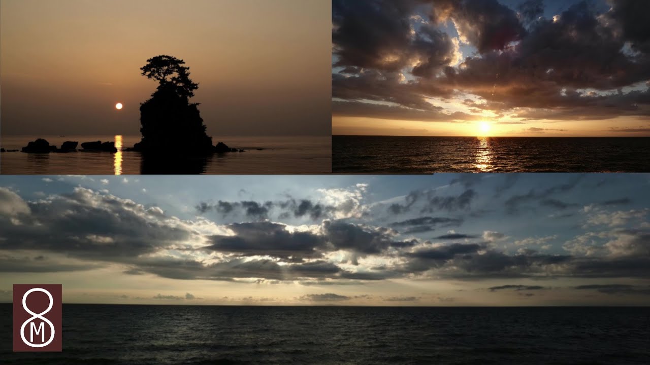 湾をはさんで連峰から昇る朝日、里山に沈む夕陽☀タイムラプス４K動画☀2020.Aug.