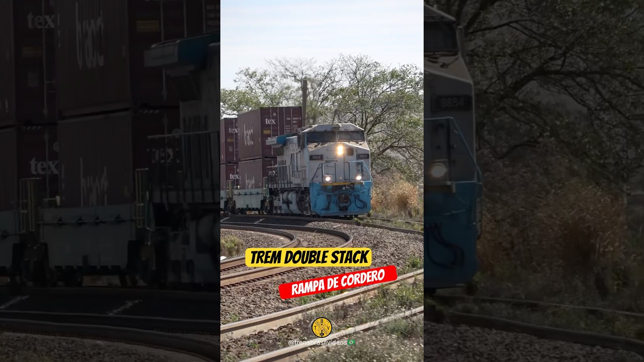 TREM DOUBLE STACK SUBINDO A RAMPA DE CORDEIR&Oacute;POLIS, SP | #trens #locomotiva #trem #ferrovia #rail