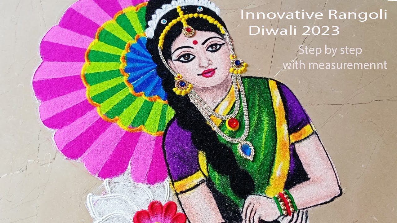 Innovative rangoli design step by step with measurement. Diwali rangoli 2023