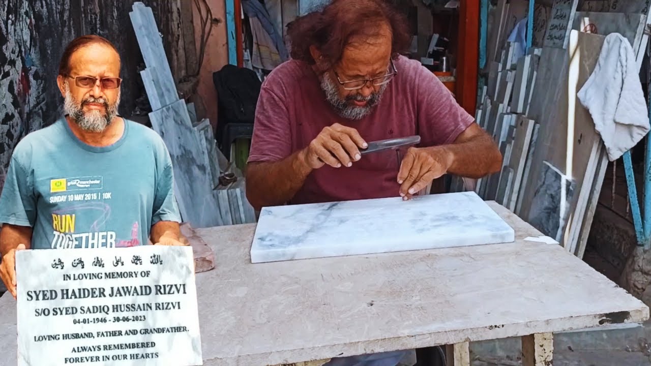 Beautiful Marble Hand Calligraphy and Engraving | How Headstones are Engraved | Under Making