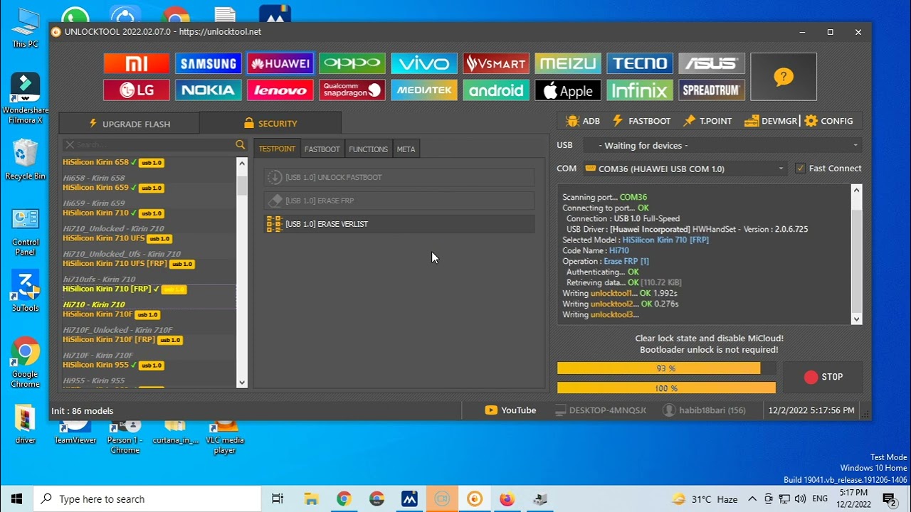huawei y9 2019 passward remove by unlocktool