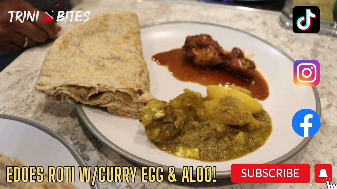 Trini Bites | Edoes Roti w/ Curry Egg & Aloo! **STEW CHICKEN**