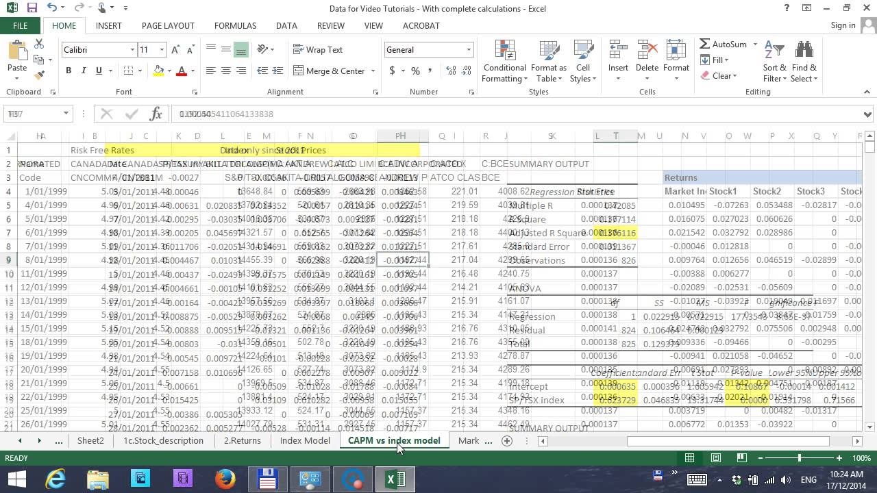 Tutorial: Single Index Models and CAPM