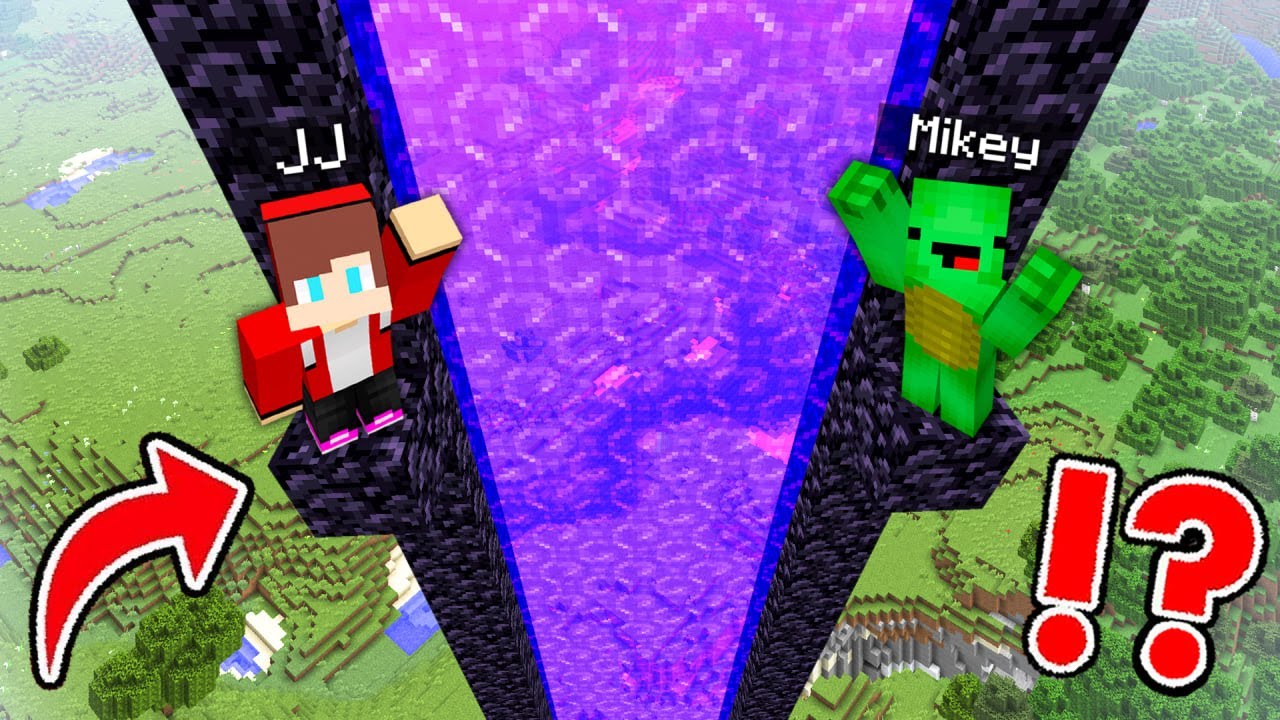Джей-Джей и Майки строят самый длинный портал в Нижний мир?! — Minecraft Maizen Challenge