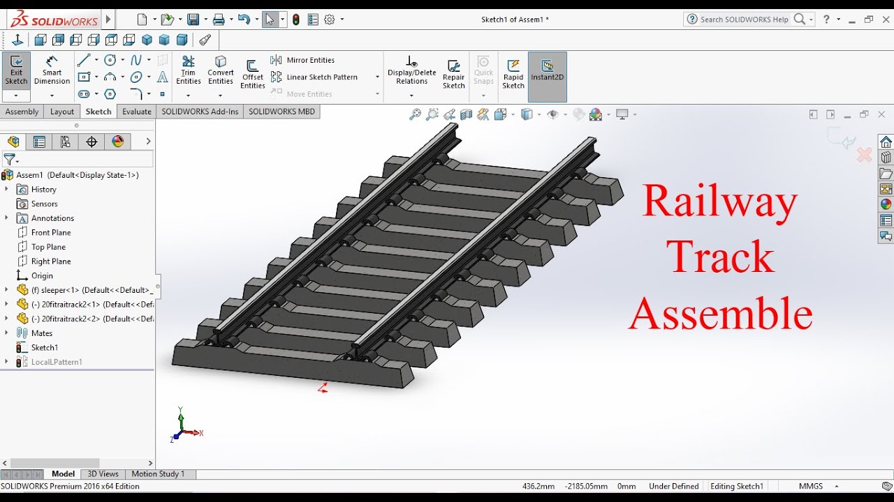 Railway track assemble solidworks | solidworks train assemble | rail assembled #viral  #solidworks