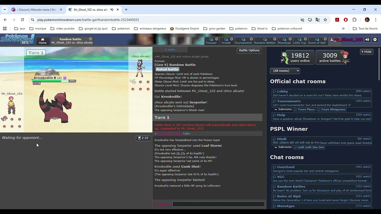 moi vs un random sur pokemon showdown