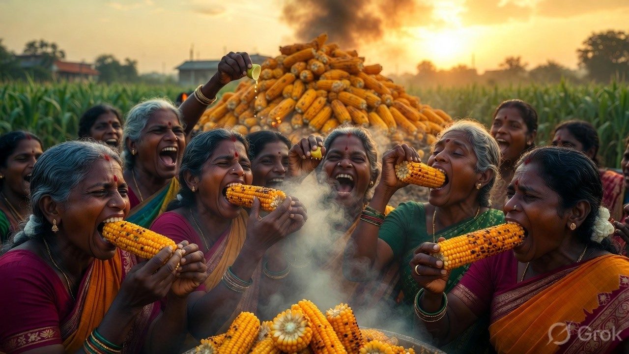 Fresh Corn Harvest & Fire Roasting in Village Field 🌽 | Rural Cooking | Cook Cook Kuk