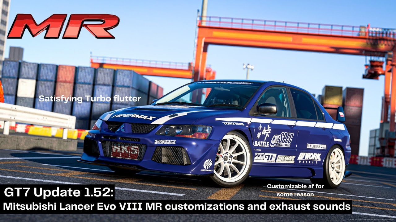 GT7 Update 1.52: Mitsubishi Evo 8 MR customizations and exhaust sounds