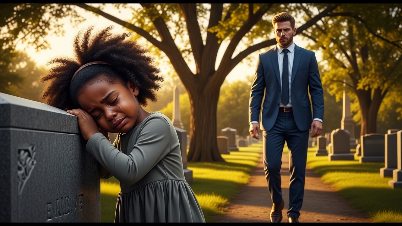 Un multimillonario visita la tumba de su hijo y encuentra a una niña negra llorando allí.