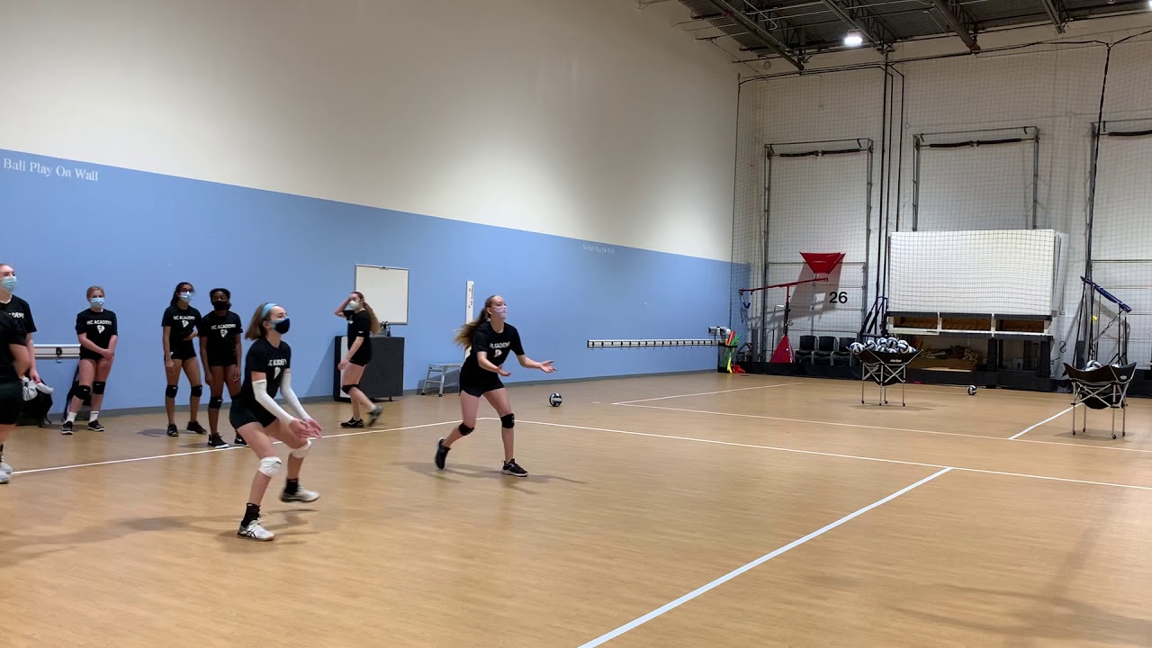 U13s volleyball warm up 2 players