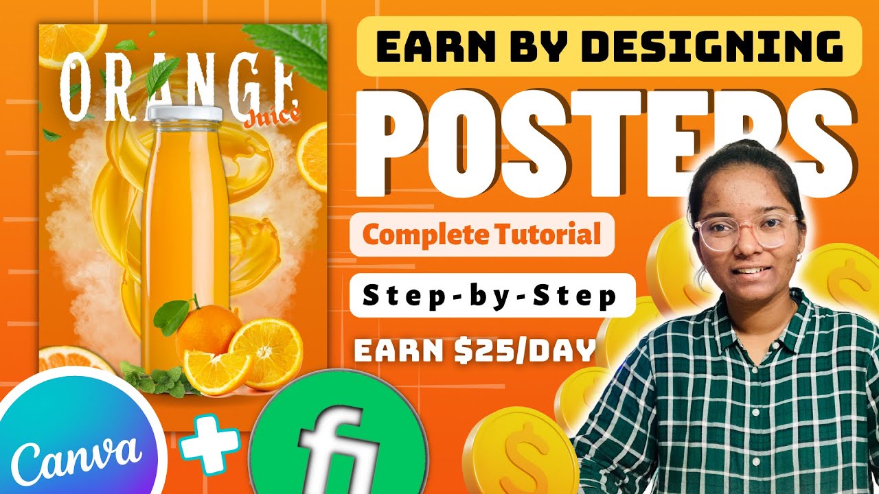 Earn $25/Poster | Step by Step Complete tutorial Poster Designing | Canva and Fiverr