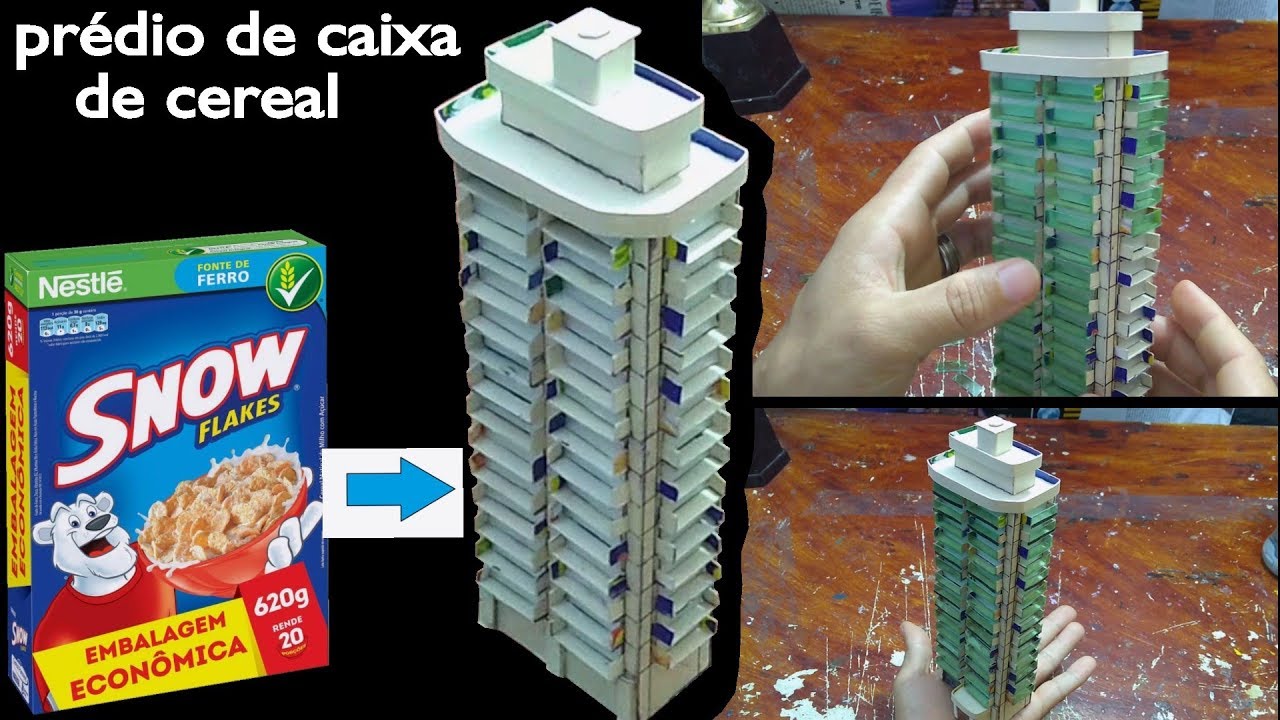 artesanato - prédio feito de caixa de cereal part-1 (cola de silicone...maquete)
