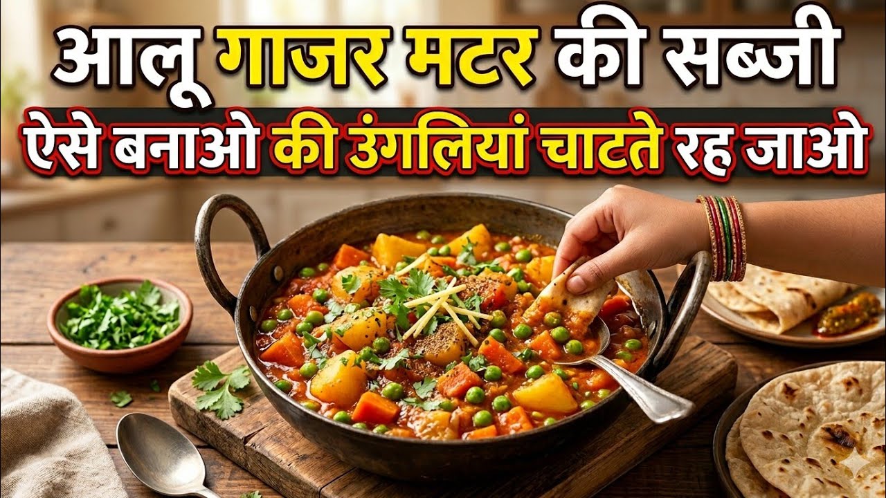 Aisi sabji banaen sab ungali chatate rah jaaye/Aalu gajar matar ki sabji kaisebanaen/sikhetestiSbji 