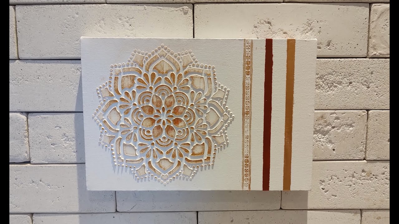Passo a passo tela abstrata com mandala em stêncil e massa acrílica