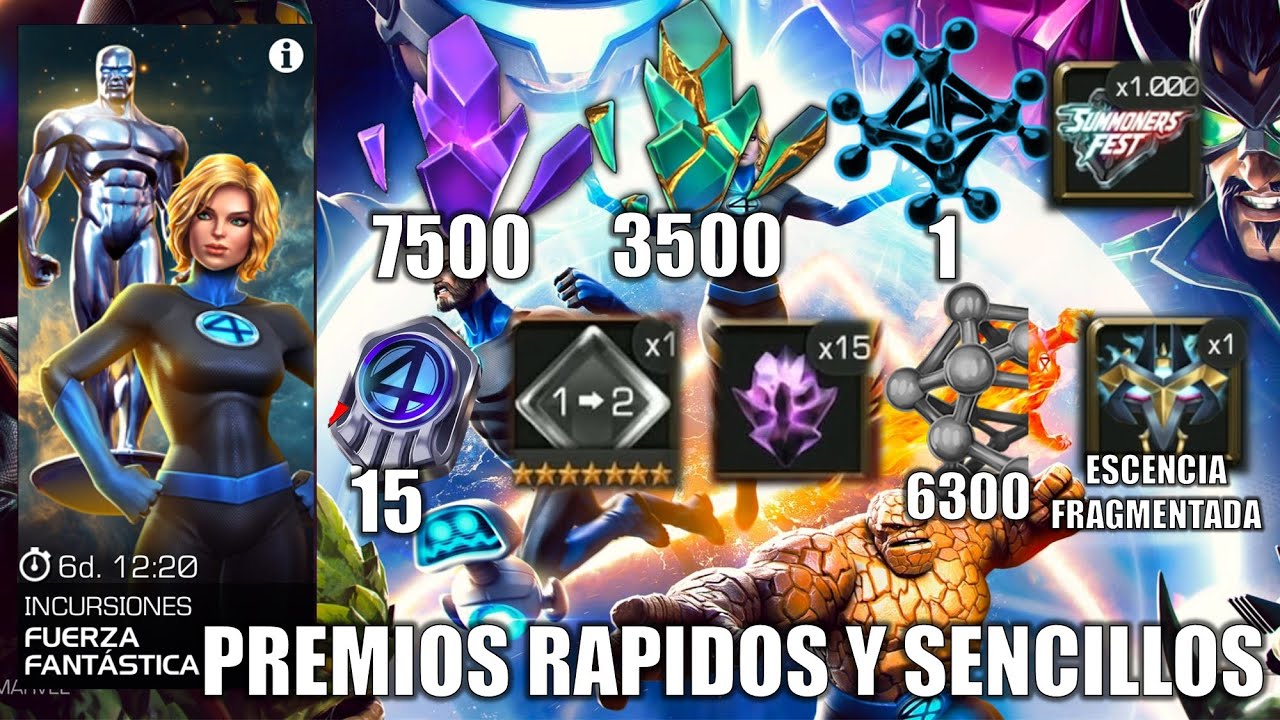 Obten de MANERA RAPIDA Y SENCILLA todos los PREMIOS DE INCURSIONES FUERZA FANTASTICA - MCOC