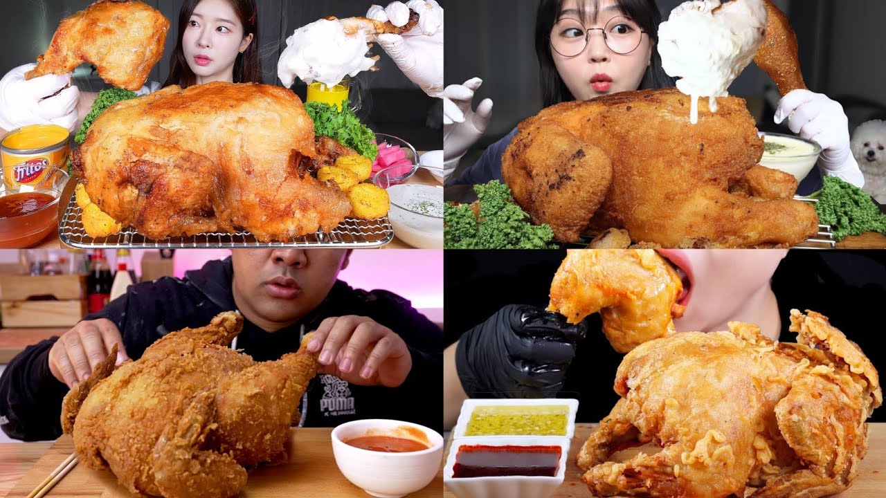 whole Fried Chicken Mukbang [ASMR] compilation| The sound of eating🍗
