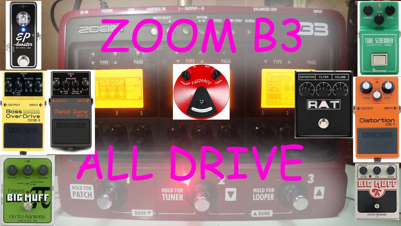 ZOOM B3 ALL DRIVE PEDAL FULL DEMO