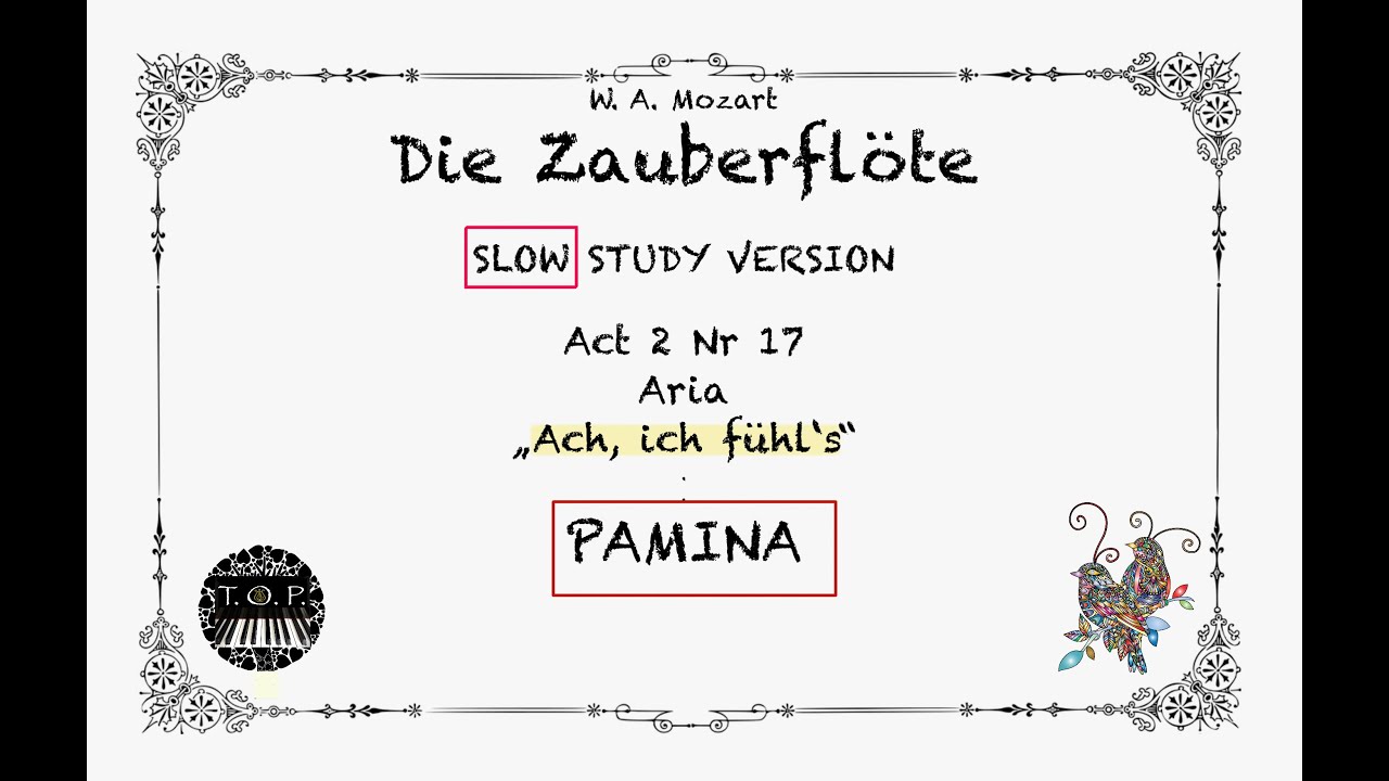 Zauberflöte Act2 Nr17 | Aria Pamina “Ach, ich fühl’s” | SLOW version | Opera Study Piano Karaoke