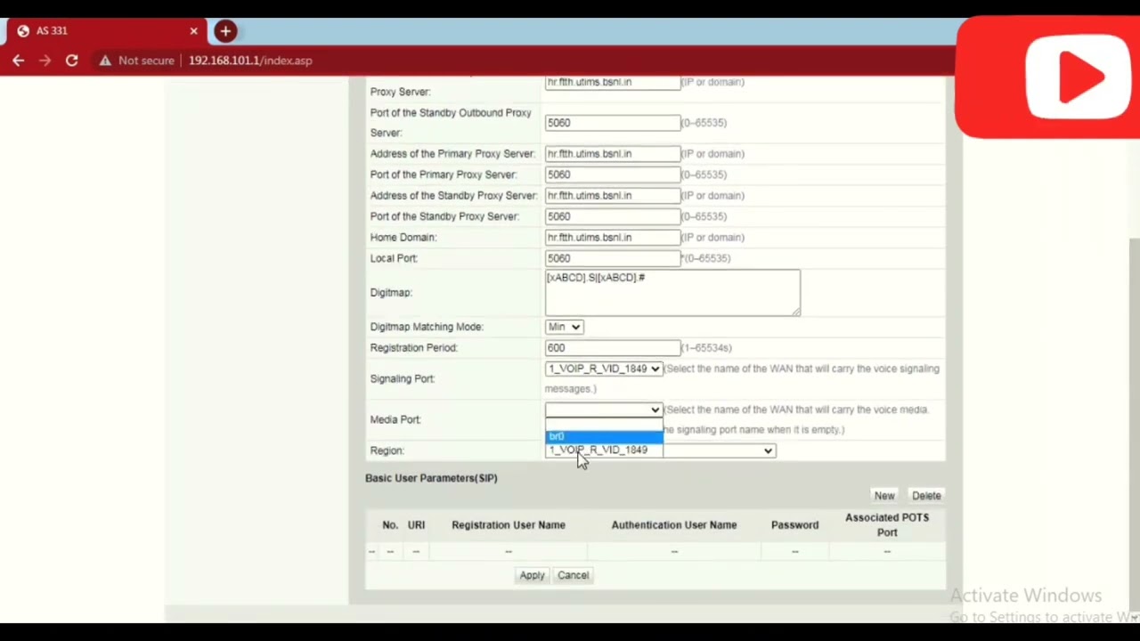 AS331 Voice Configuration | Sharp ONU BSNL Voice Configuration