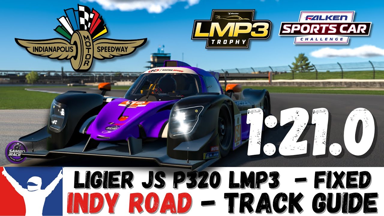 iRacing LMP3 Indy Road Guide - 1:21.0 - Indianapolis Road Ligier JS P320 Track Guide