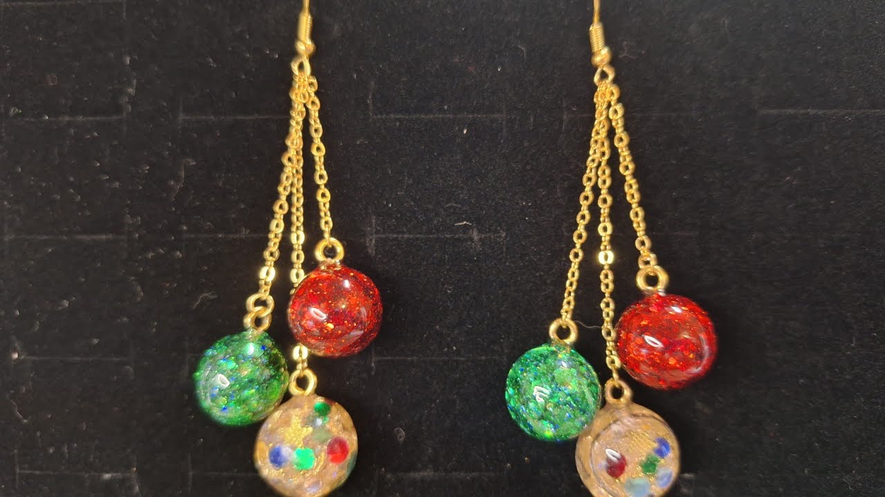 DIY Christmas bauble earrings 