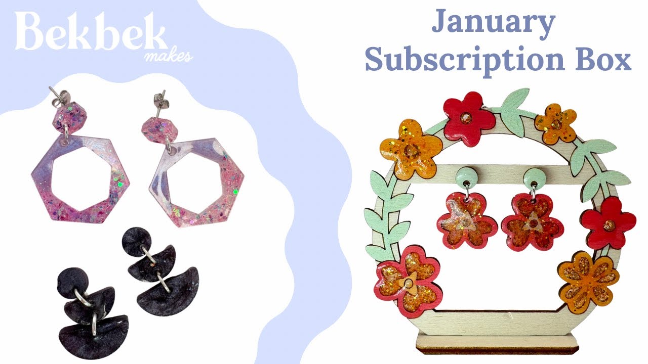 UV Resin Earrings & Earring Stand - January 2026 Bekbek Makes Subscription Box