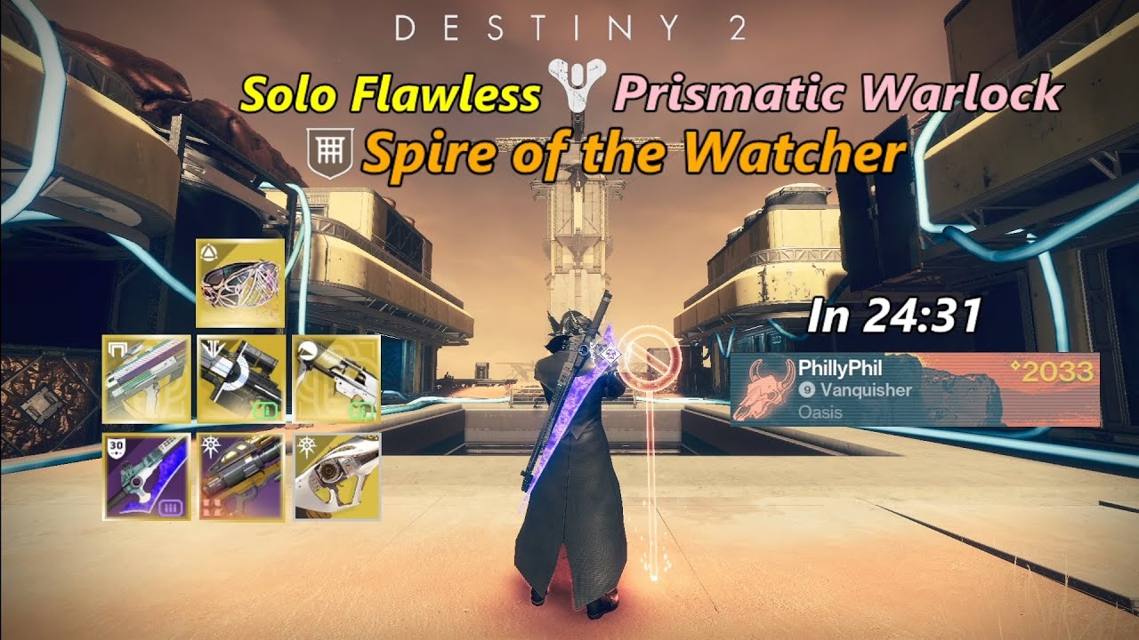 Spire of the Watcher Solo Flawless, Prismatic Warlock in 24:31 (Destiny 2, Heresy Act 2)