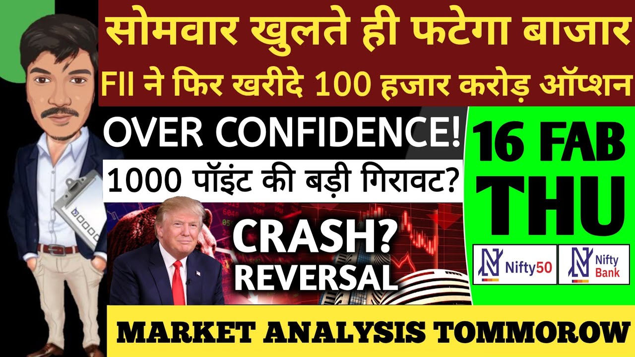 MONDAY 16 FEB 2026 | GAP UP OR GAP DOWN | NIFTY PREDICTION FOR TOMORROW BANKNIFTY ANALYSIS MARKET