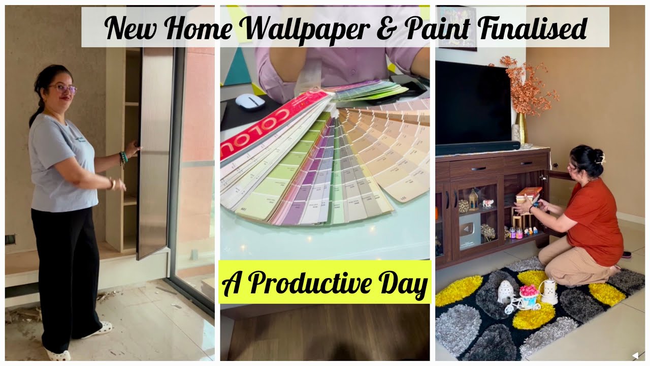 New House Wallpaper and Paint Selection Done😍 A Busy yet Productive Day in My Life in India 🇮🇳