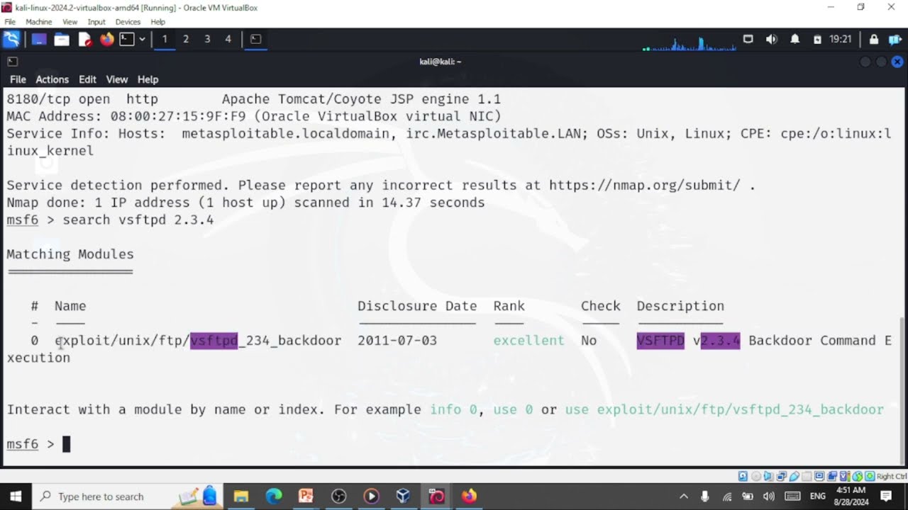 Metasploit Framework Session 2  -  Demo - Exploiting VSFTPD 2.3.4 Service