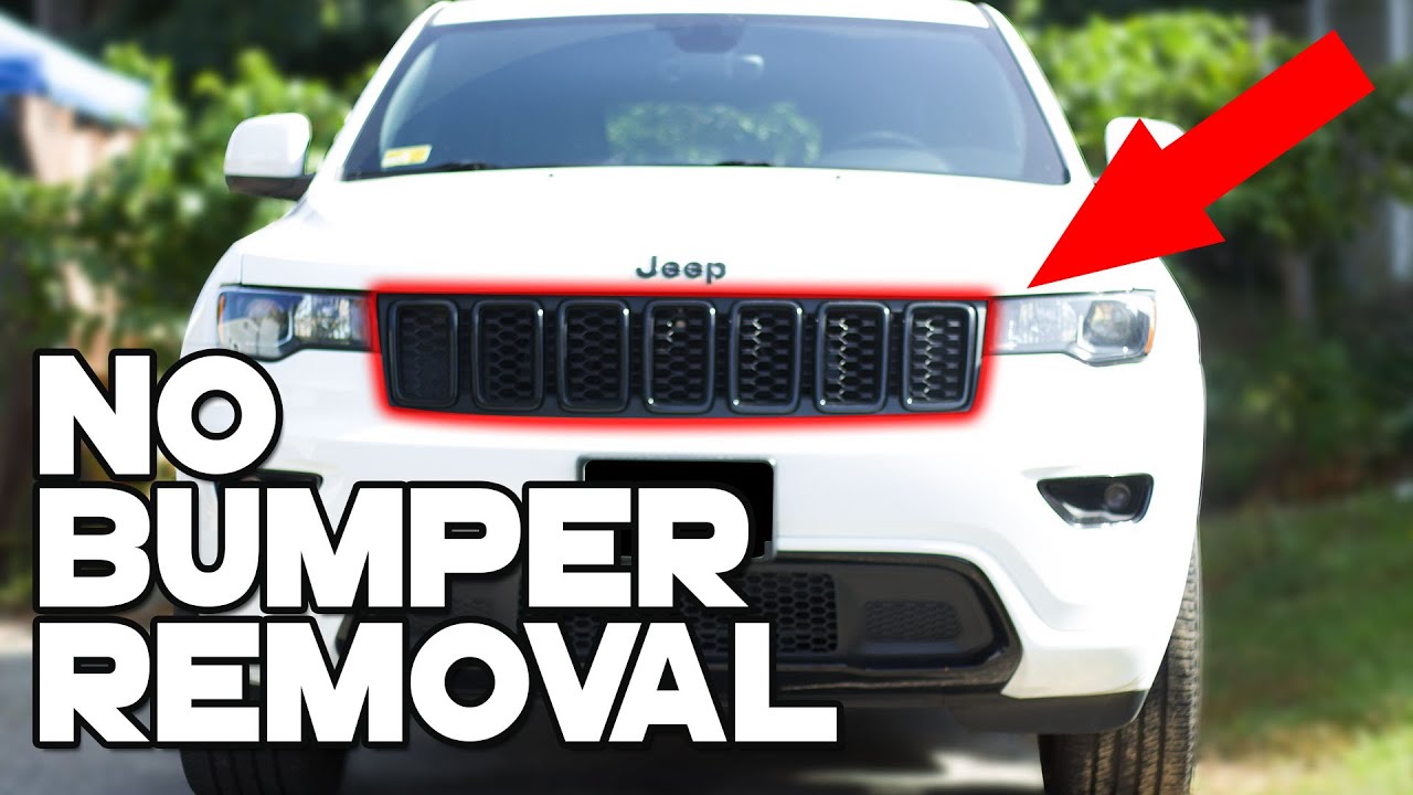 Как заменить черные вставки решетки радиатора Jeep Grand Cherokee, не снимая передний бампер