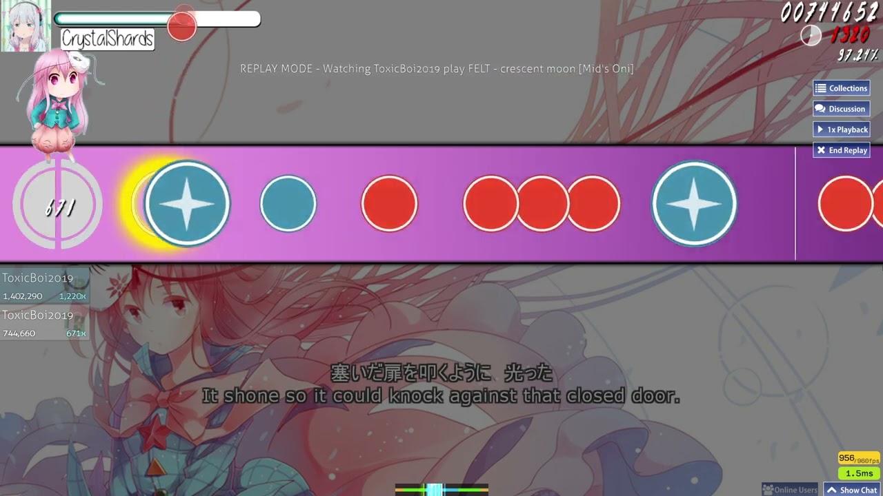 4.17* osu! taiko replay | Touhou Project - Hopeless Masquerade. (FELT) - crescent moon [Mid's Oni]