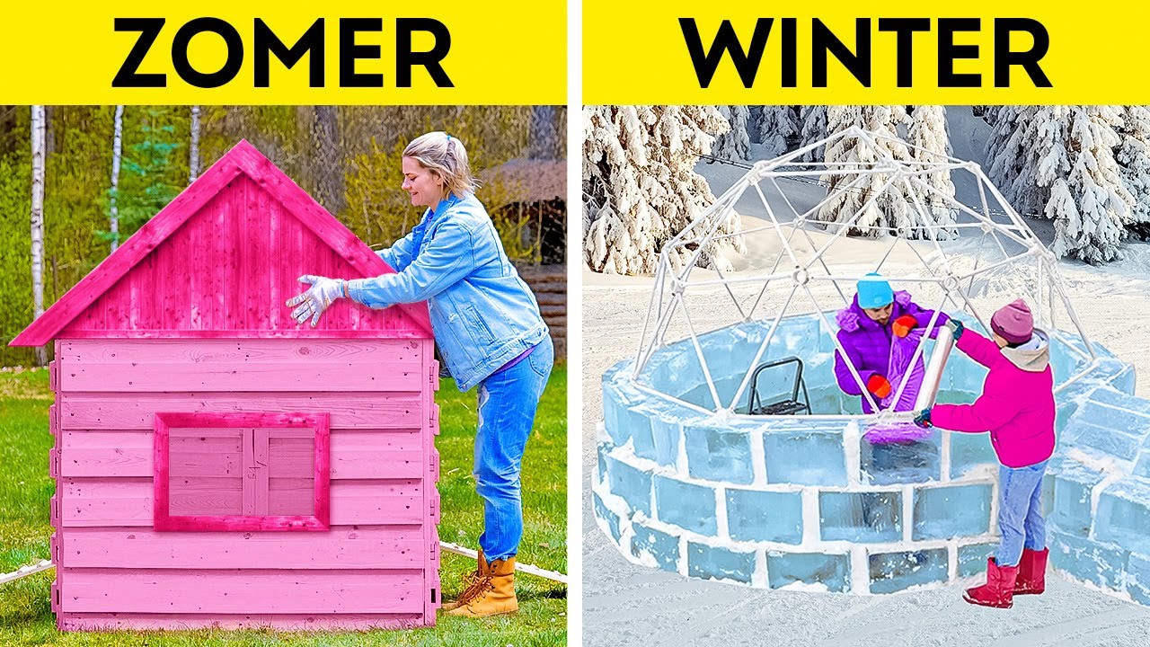 ZOMERHUIS vs WINTERHUIS || Verbazingwekkende enorme knutselideeën