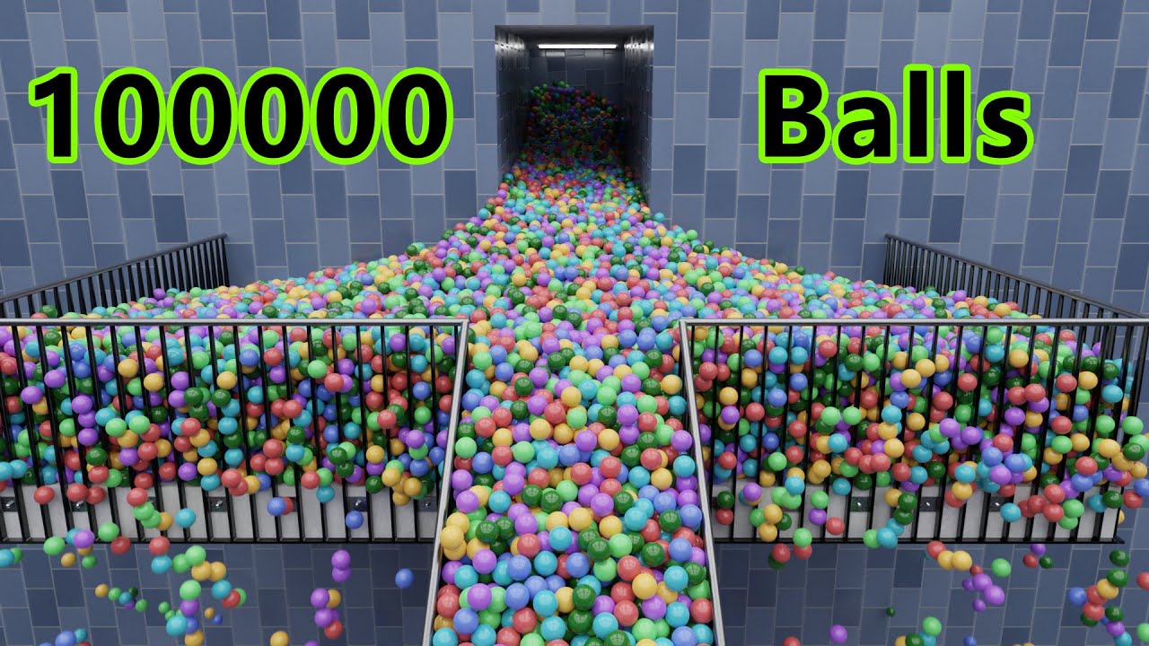 100,000 Color Balls on stairs | Blender Rigid body simulation