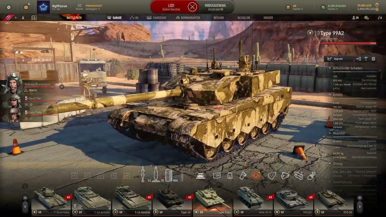 Armored Warfare | Global Operation | Type 99A2 | Chinese MBT | Map Geisterfeld | Winn over Enemy |
