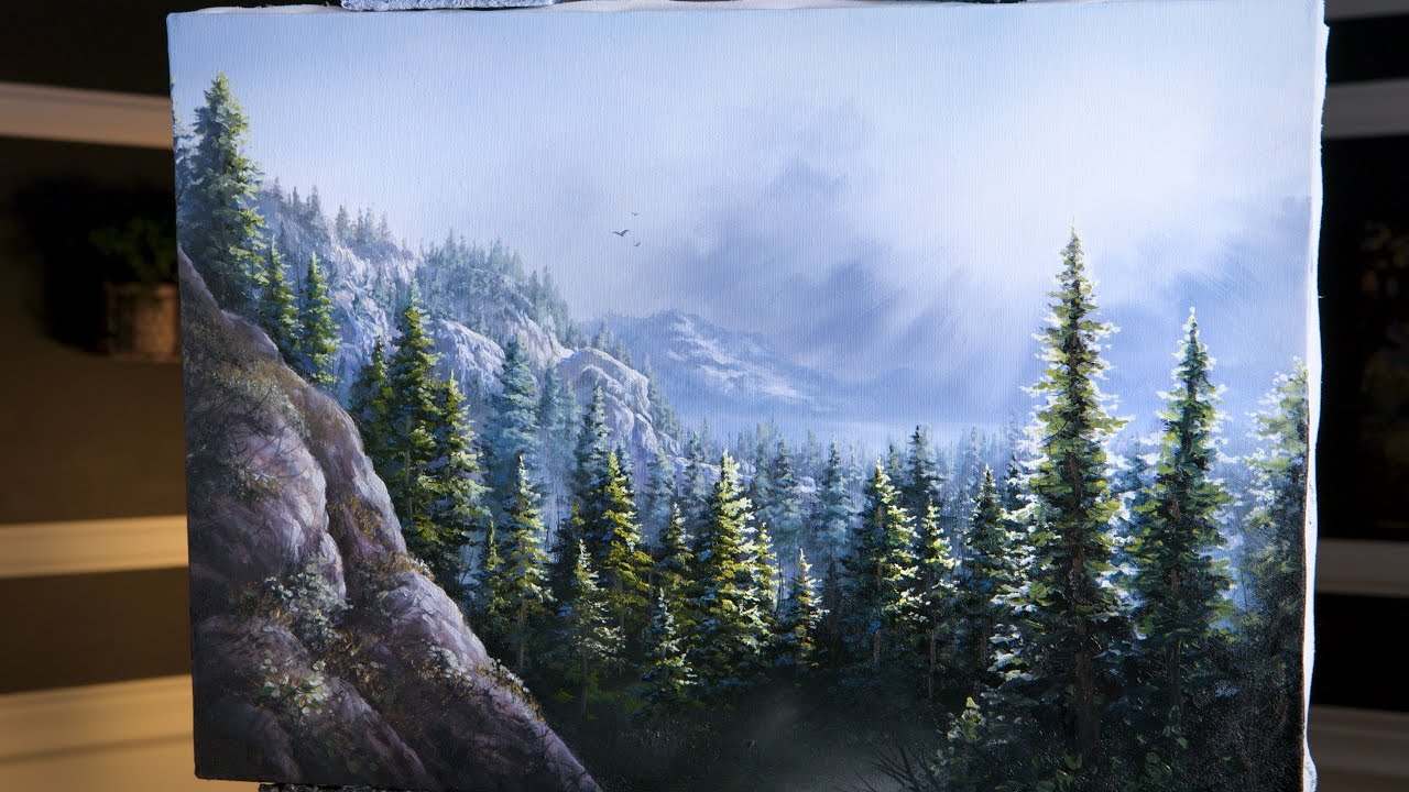 Sparkling Evergreen Valley  | Landscape Painting - Paint with Kevin®