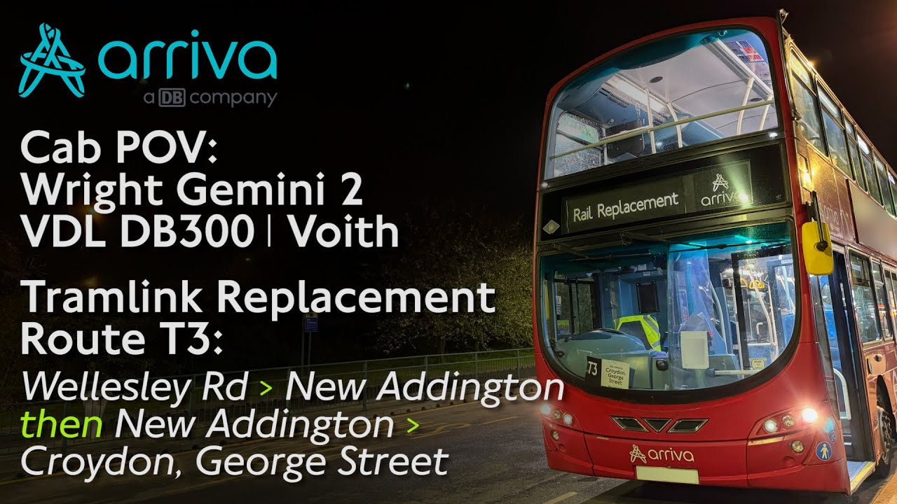 Cab POV: Tramlink Replacement | Wellesley Rd - New Addington - Croydon, George Street | VDL DB300 G2