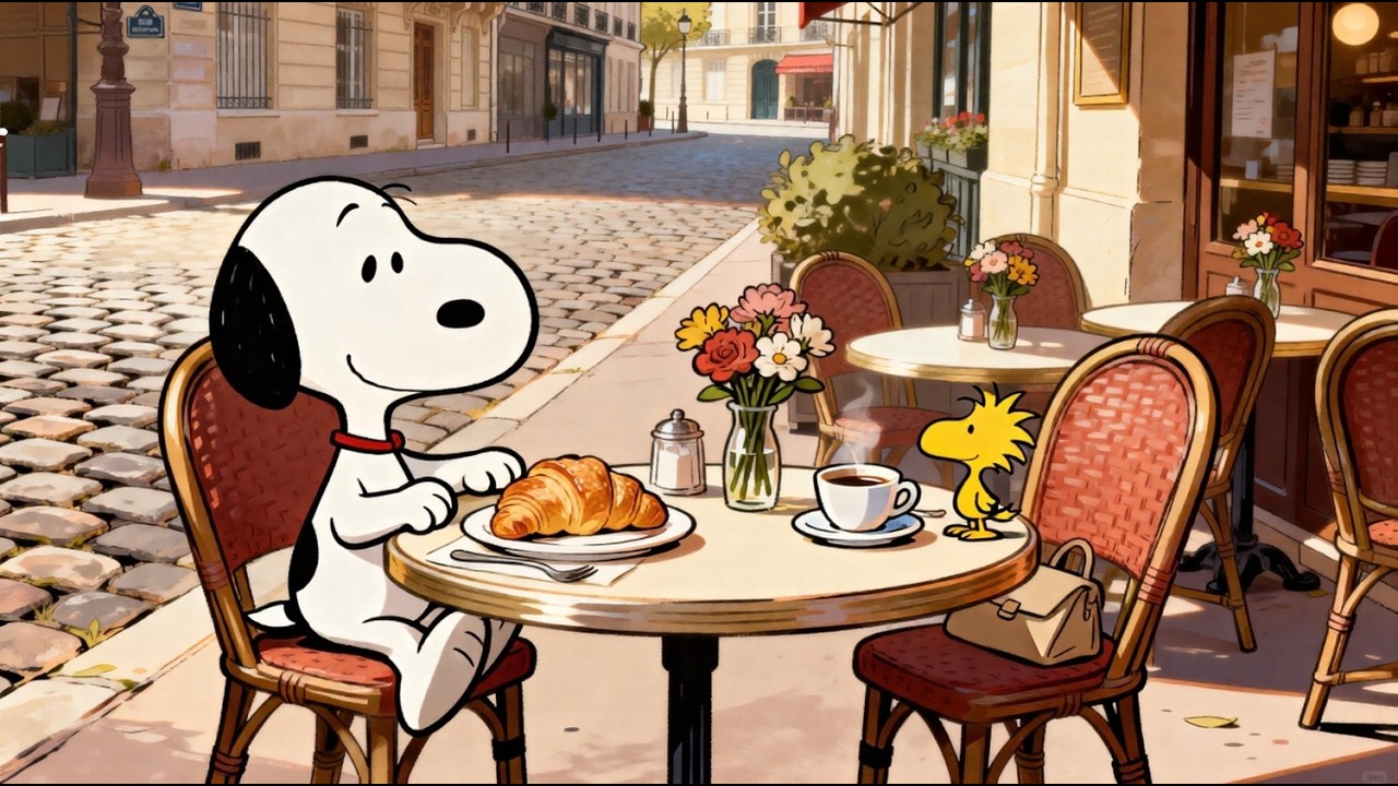 Кофе и джаз в Париже со Снупи 🗼🥐 Нежная джазовая музыка для расслабления и концентрации