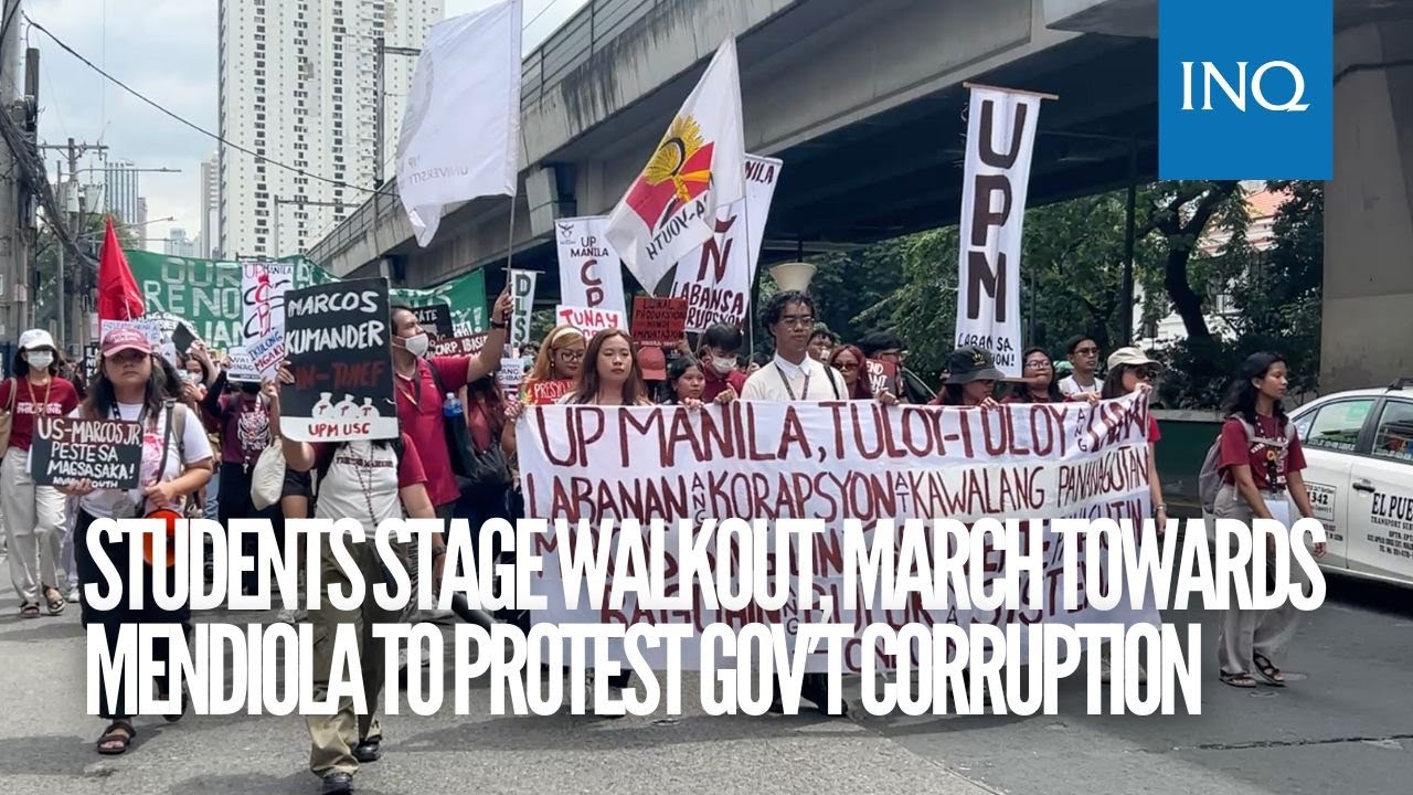 Students stage walkout, march towards Mendiola to protest gov&rsquo;t corruption