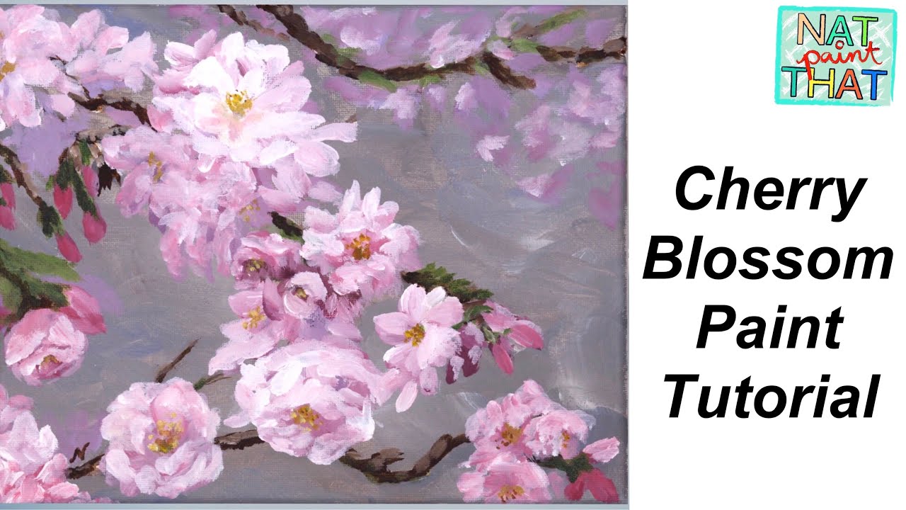 How to Paint Cherry Blossoms // Acrylic Painting Tutorial & Techniques // ASMR