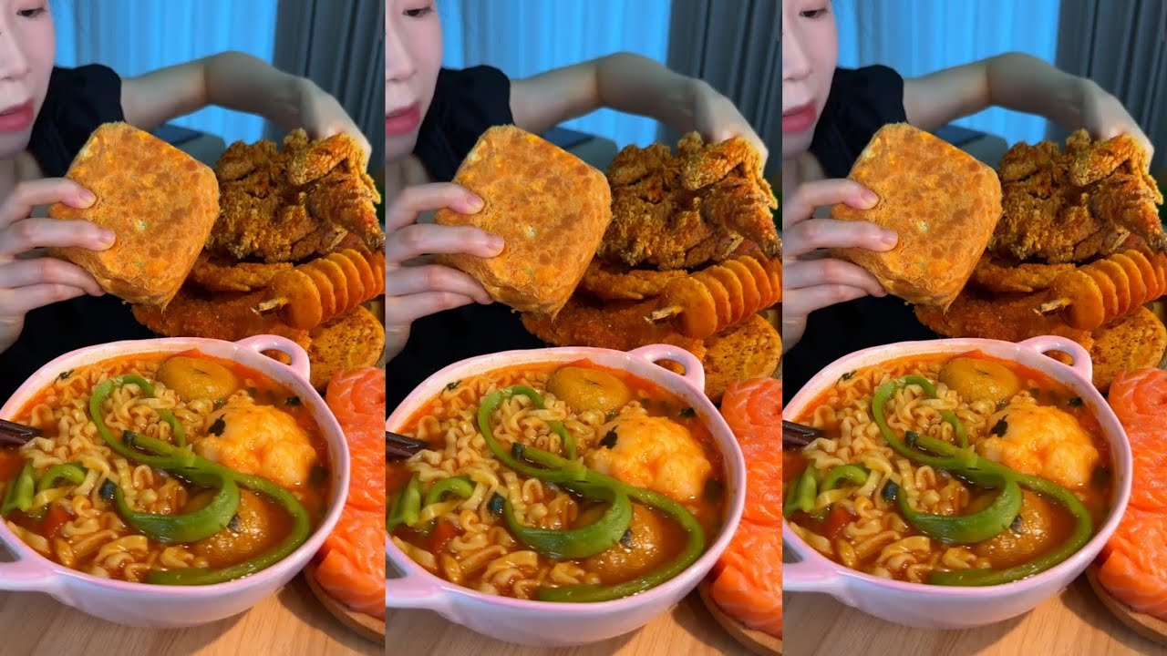 Eat spicy 🔥 🥵 noodles 🍜 with eggs 🤤 🥚 #mukbang #hotpot #yummiestfood